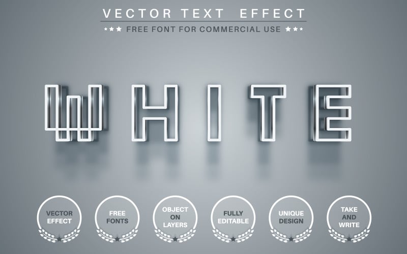 白色像素 - 可编辑的文字效果、字体样式、图形插图