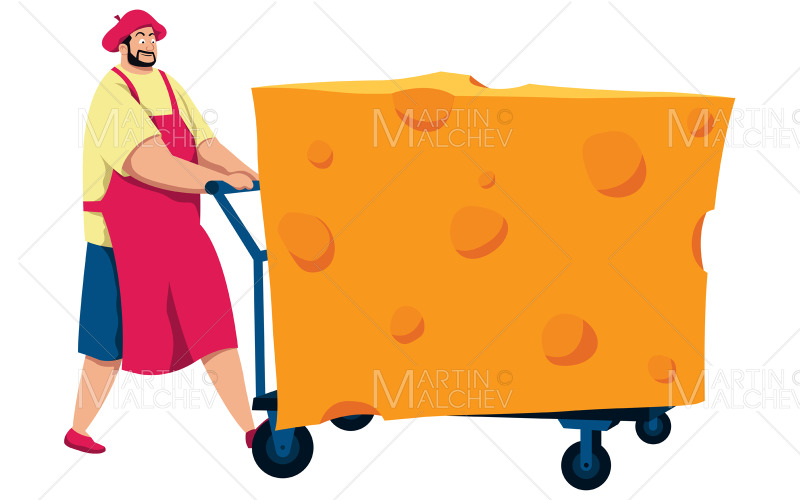 Cheesemonger přináší sýr vektorové ilustrace