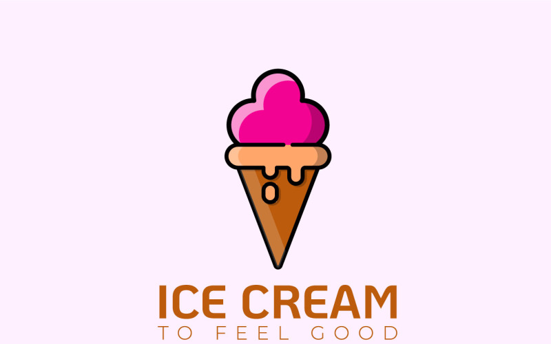 Eenvoudig plat ontwerp Ice Cream Logo-ontwerp