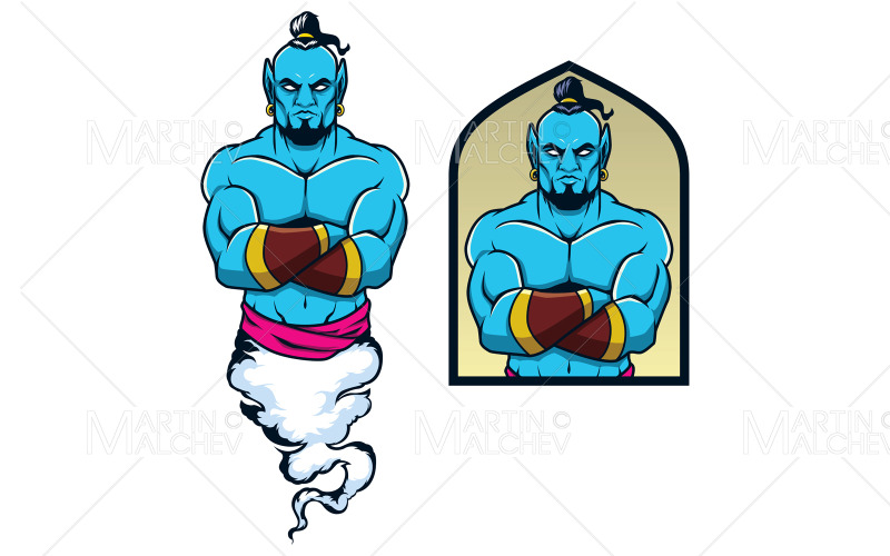 Genie Fantasy maskot vektorové ilustrace