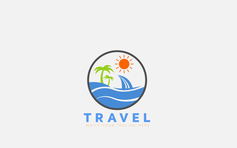 Koncepcja logo podróży dla krajobrazu