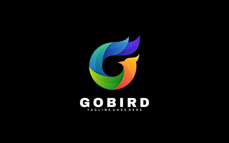 Logotipo colorido del pájaro de la letra G