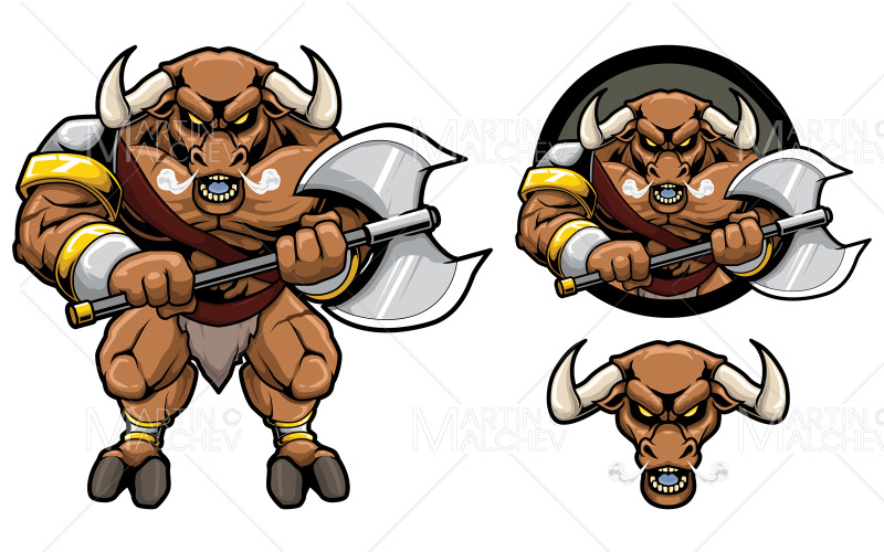 Minotaure mythologie mascotte Vector Illustration