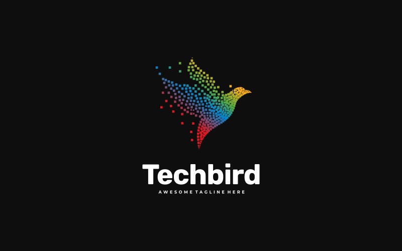 Technologie-Vogel-buntes Logo
