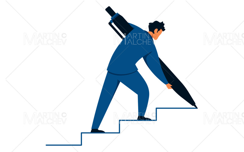 Uomo d'affari che crea l'illustrazione di vettore delle scale
