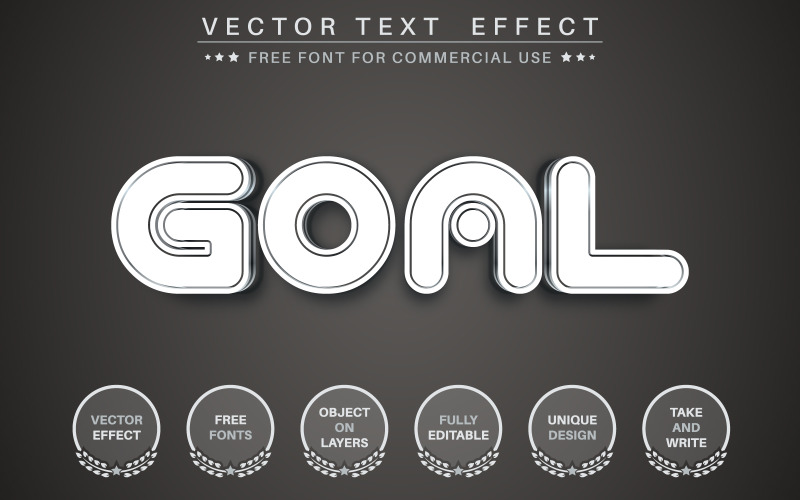 White Goal - 可编辑的文字效果、字体样式、图形插图