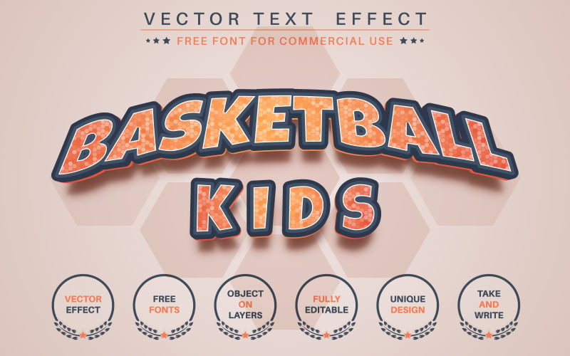 Basketbol Çocukları - Düzenlenebilir Metin Efekti, Yazı Tipi Stili, Gaphics İllüstrasyon