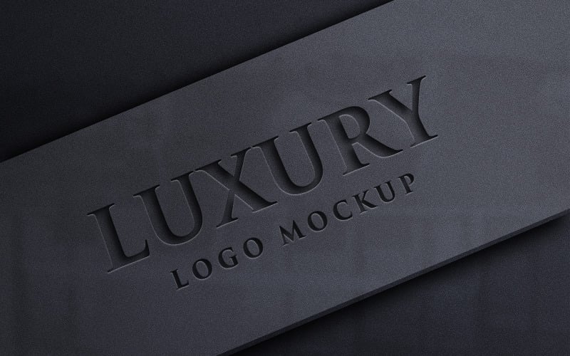 Debossed Sign 3D Luxury Logo Mockup Black Paper