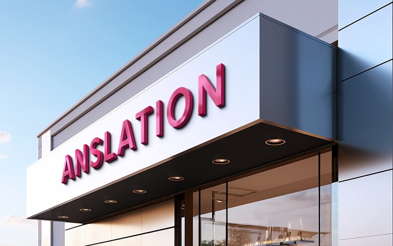 Logo Mockup 3D Sign Building Facade