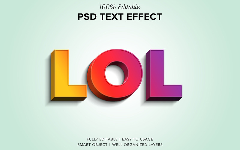 Lol Psd Efekt tekstowy w stylu 3D makieta