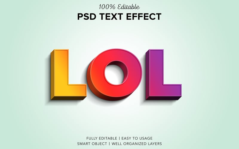 Download Lol Psd Text Effect Style 3d Mockup 189033 Templatemonster