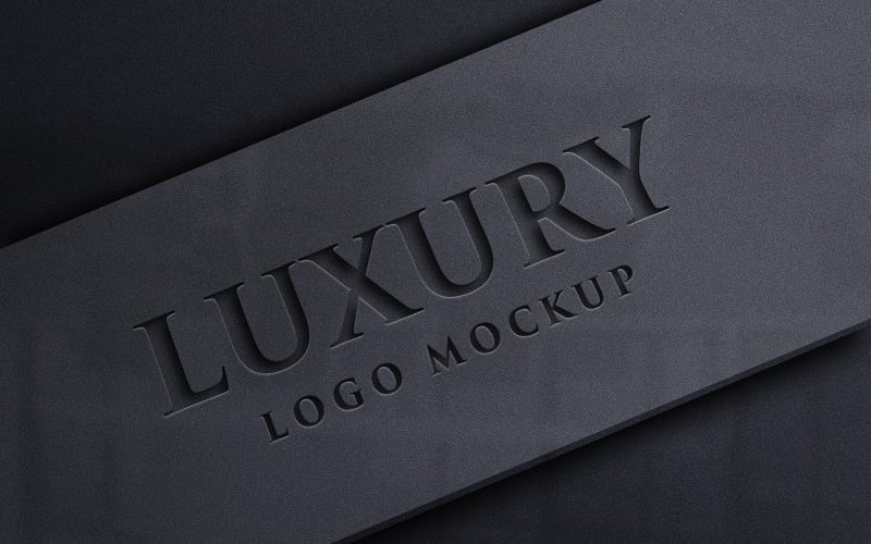 Maqueta de logotipo de lujo 3D con letrero grabado en papel negro