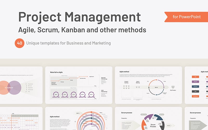 Project Management Agile, Scrum for PowerPoint Template