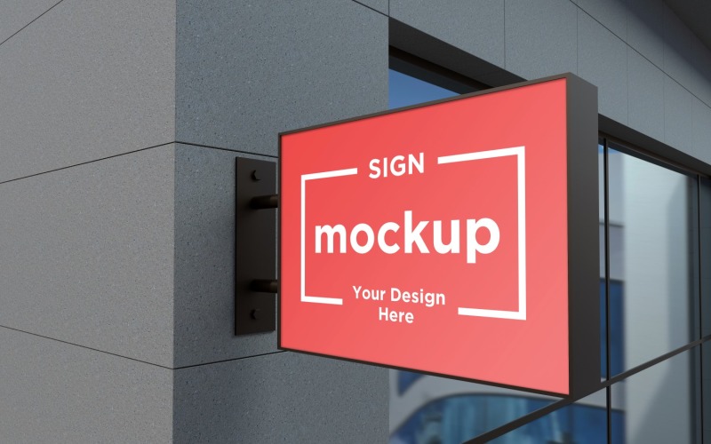 Square Wall Mount Sign Board Mockup Template