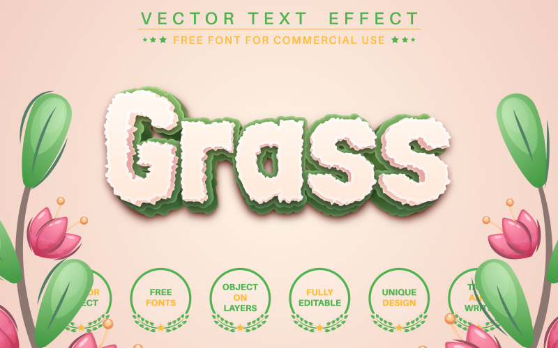 Трава - редагований текстовий ефект, стиль шрифту, графічна ілюстрація