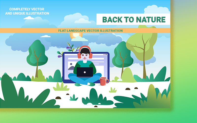 Doğaya Dönüş : Çok Amaçlı Kullanım İçin Eko Dostu Peyzaj İllüstrasyonu