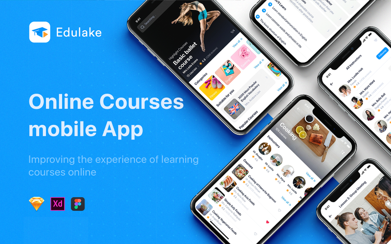 Edulake — zestaw UI dla mobilnego kursu online