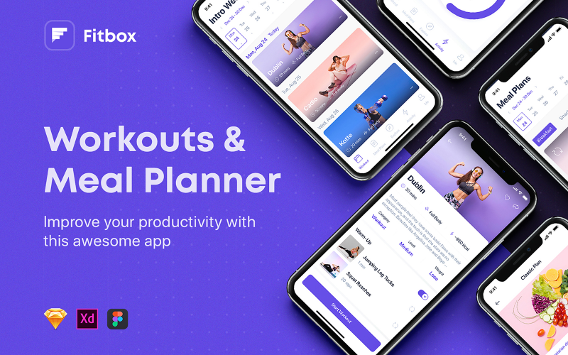 Fitbox - Trainings- und Mahlzeitenplaner-UI-Kit