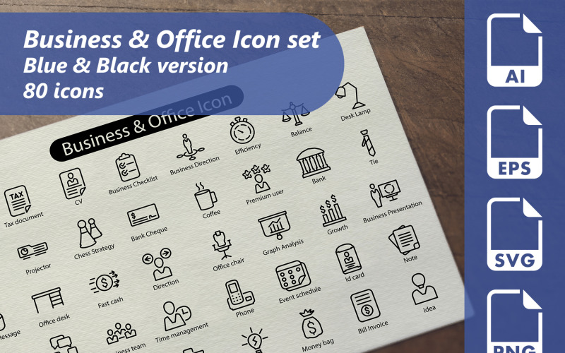 Набор значков линии бизнеса и офиса