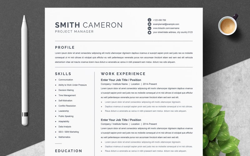 Smith Cameron Profesyonel Yazdırılabilir Özgeçmiş Şablonları