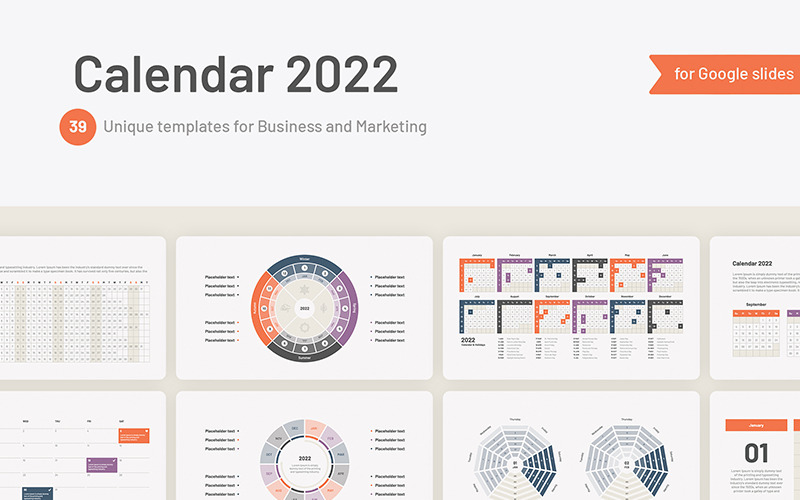 Szablony kalendarza 2022 dla Prezentacji Google