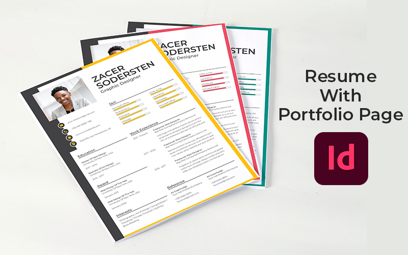 Zacer Sodersten curriculum con modello di pagina portfolio