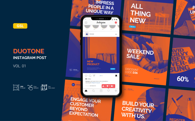 Duotone - Zakelijk Instagram-bericht - Sjabloon voor Google Presentaties