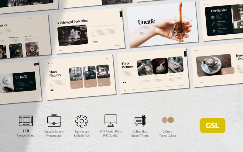 Noisette - Бизнес-презентация по продуктам и напиткам - Шаблон Google Slides