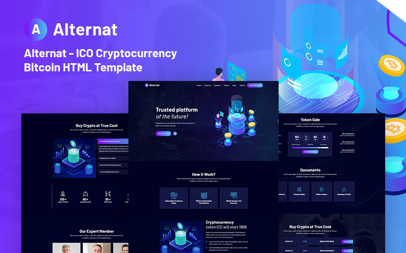 Alternat - Шаблон адаптивного веб-сайту для криптовалюти ICO Bitcoin