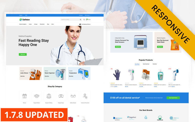 Safeton - Medical Store  Prestashop Responsive Theme