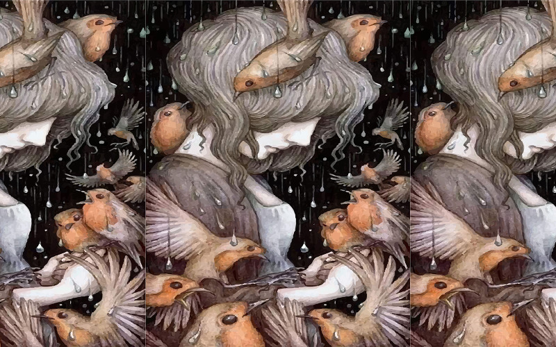 Akvarell en fågelvänlek med fåglar Härlig ögonblick Handritad illustrationvektor