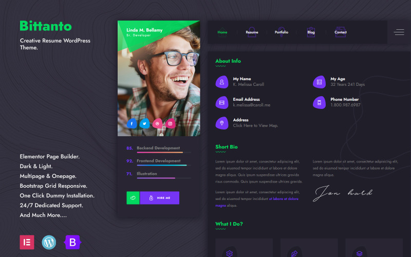 Bittanto - Kreatywne CV motyw WordPress