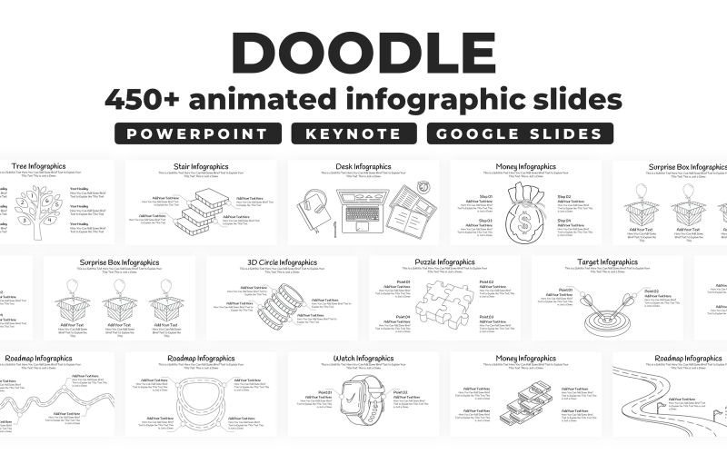 Doodle Szablon infografiki PowerPoint