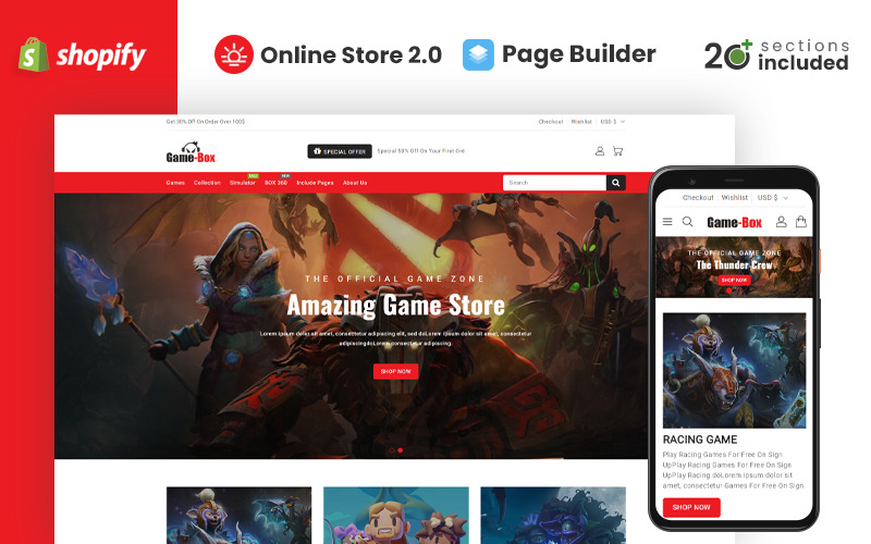Gamebox Gaming & Accessories Store Shopify Theme