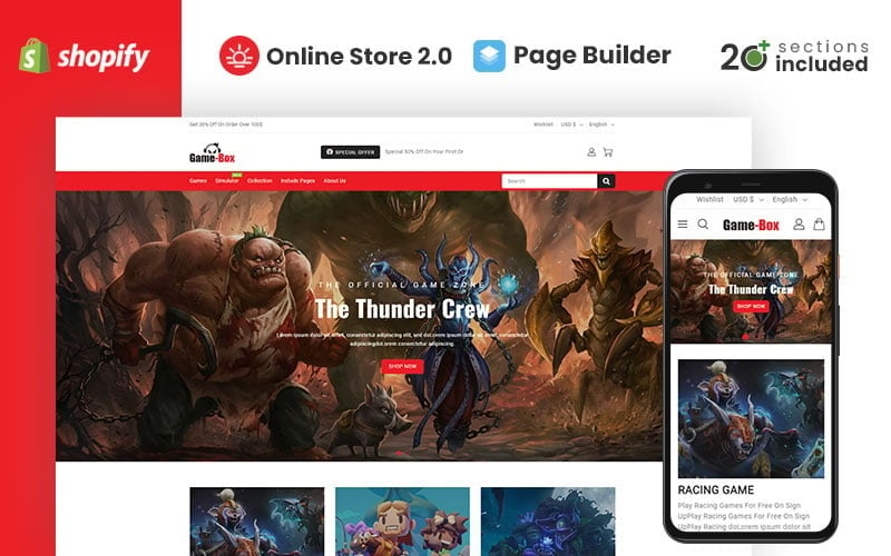 Gamebox Gaming & Accessories Store Shopify Theme