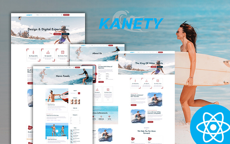 Kanety 多功能水上运动 React Js 网站模板