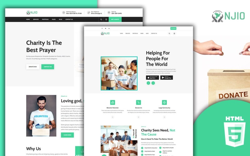 Modèle HTML5 NJIO à but non lucratif HubSpot