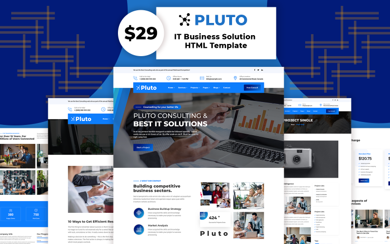 Плутон - ІТ-рішення та шаблон веб-сайту для бізнесу