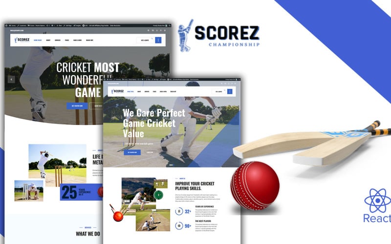 Шаблон веб-сайта Scorez Ball Sports React Js