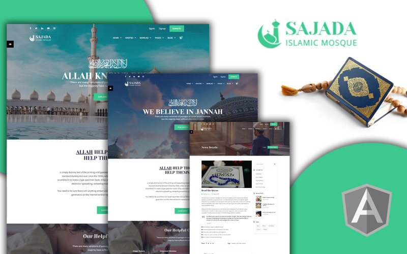 Sajdah - Modèle de site Web angulaire de la mosquée islamique