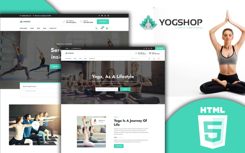 Szablon strony internetowej Yogshop Clean Yoga Studio HTML5