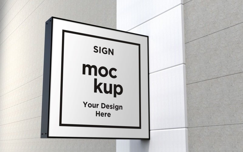 Mockup-sjabloon voor wandmontage met vierkante vorm