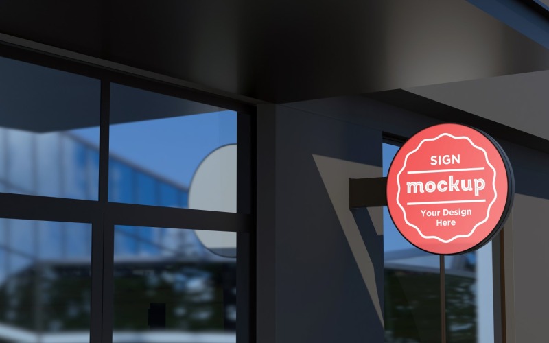 Modello di mockup per cartellone rotondo per montaggio a parete