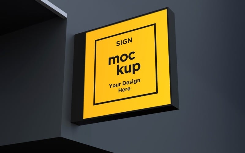 Quadratische gelbe Billboard Signage Mockup Vorlage