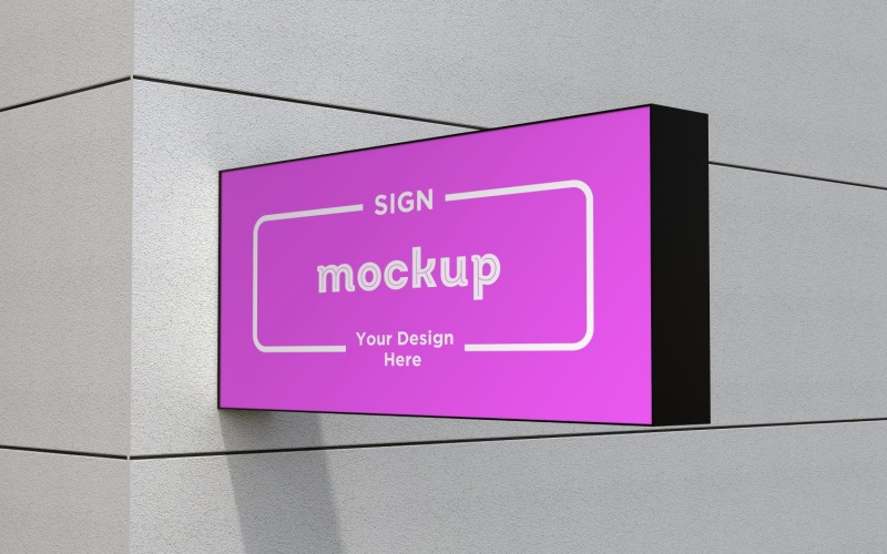 Rectangular Wall Mount Sign Mockup Template - TemplateMonster