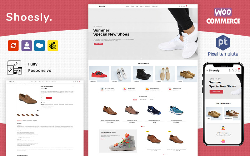 Shoesly - Взуття Взуття та Спорт Мода Шаблон WooCommerce