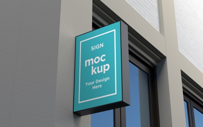 Wall Mount Rectangular Sign Mockup Template - TemplateMonster
