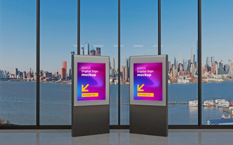 A modern Totem Digital Two Sign Mockup Template