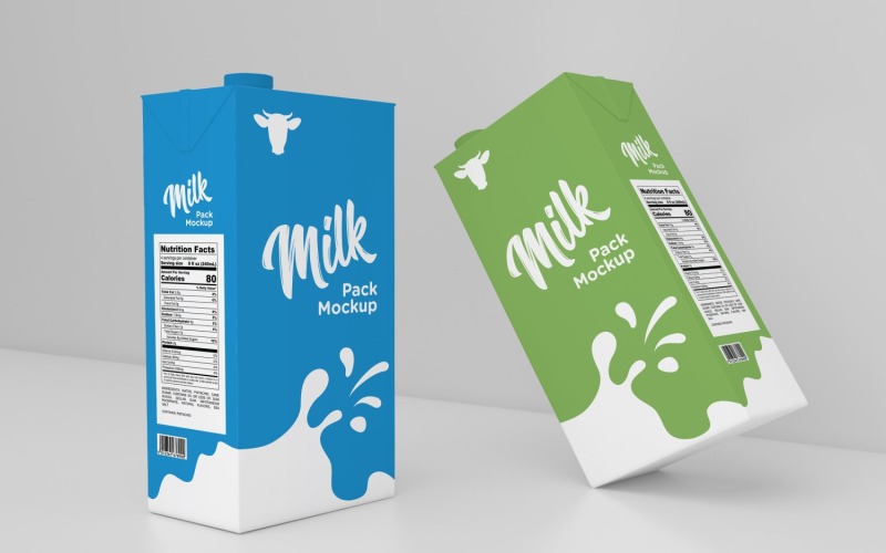 Modèle de maquette en mosaïque 3D de deux packs de lait d'un litre