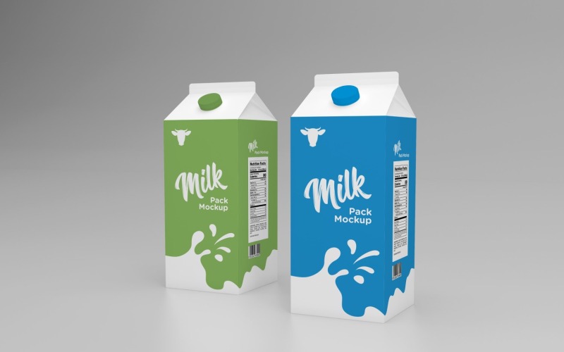 Modello di mockup di cartone da un litro di confezione di due latte